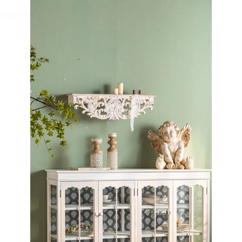 American retro carved wall hanging country bed and breakfast living room wall decoration rack creative French bedroom baffle