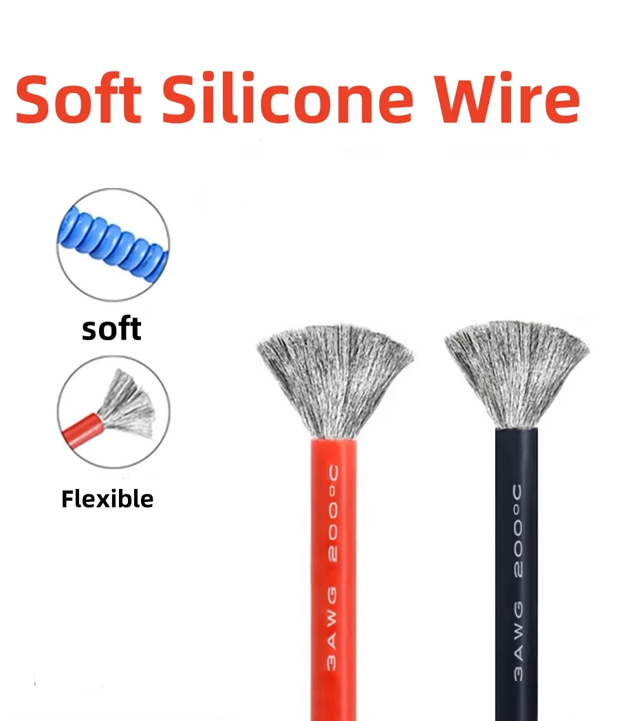 

1M/5M Heat-resistant Cable 30 28 26 24 22 20 18 16 14 12 10 AWG Ultra Soft Silicone Wire High Temperature Flexible Copper Cord