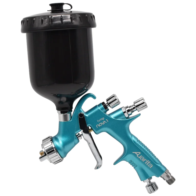 LVMP Advanced Professional Spray Gun AUARITA Blue Gun NOVA-1 Paint Gun with Black/White Top Plastic Canister 1.3MM Nozzle