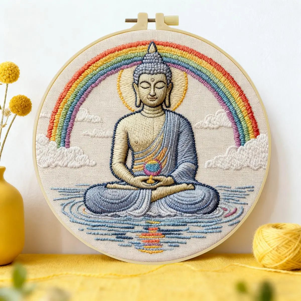 1pc 20X20CM/15X15CM 7.87/6.3inch Buddha Embroidery Starter Kit DIY kit DIY embroidery kit manualidades Home Decor Sewing Art