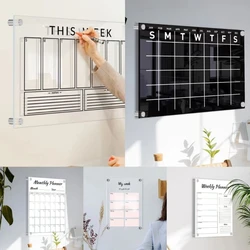 Reusable Calendar Whiteboard Weekly Planner Acrylic  Calendar Board To Do List Whiteboard for Wall Decorative