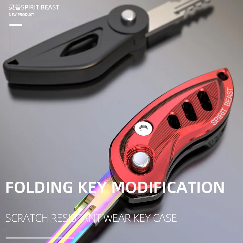 Spirit beast motorcycle folding key shell aluminum alloy CNC CB190 motorbike modified BJ300GS NK150 key embryo cover BJ502C