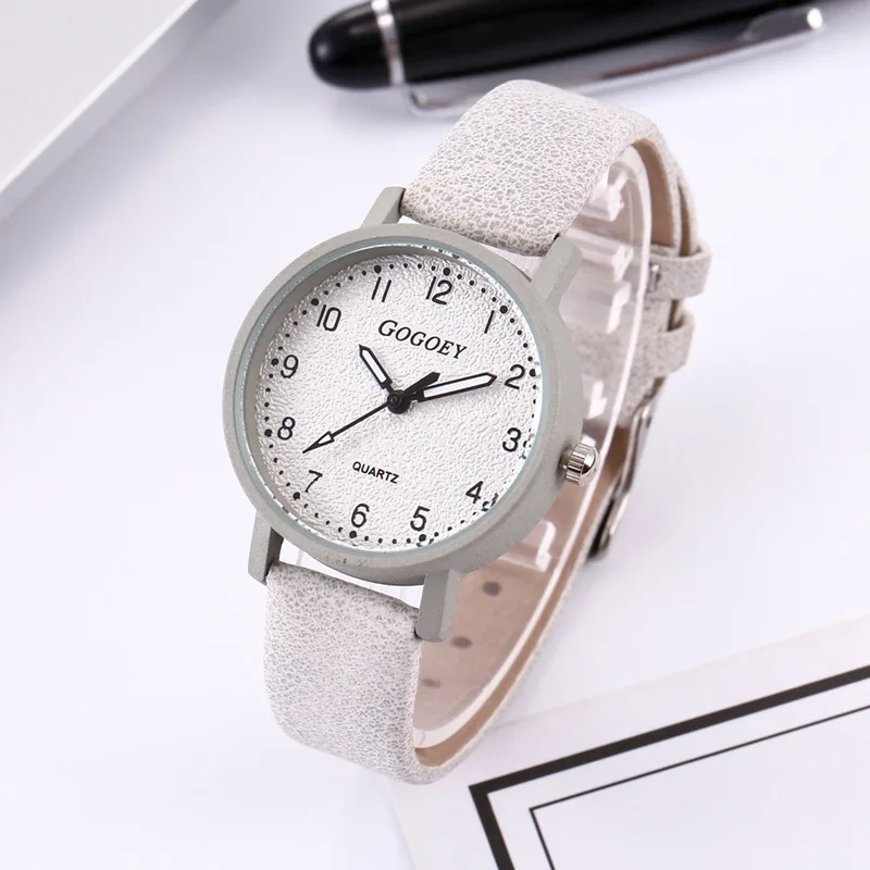 Moda relógios femininos simples fácil de ler numerais pulseira de couro do plutônio laides relógio casual feminino relógio de pulso de quartzo montre femme