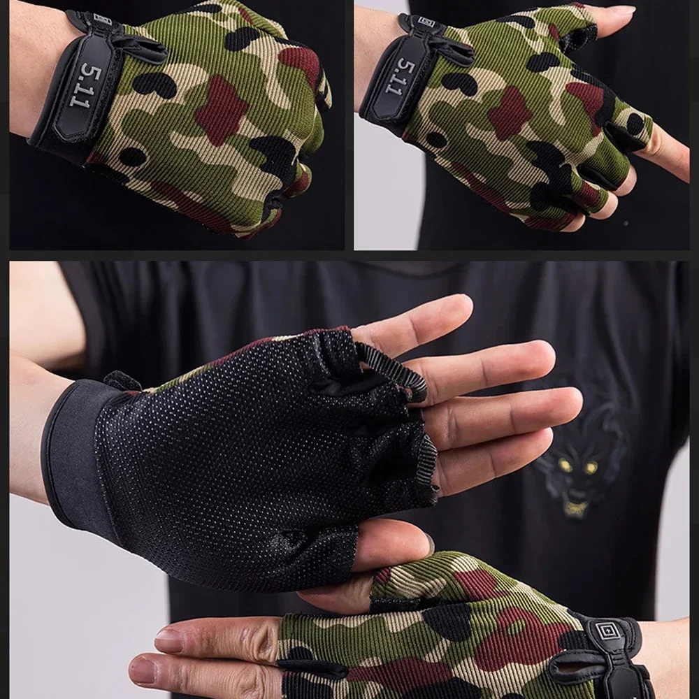 1Pair Fingerless Sports Gloves, Men Women Cycling Gloves, Anti-Slip Breathable Motorcycle Mountain Bike Gloves Workout Gloves