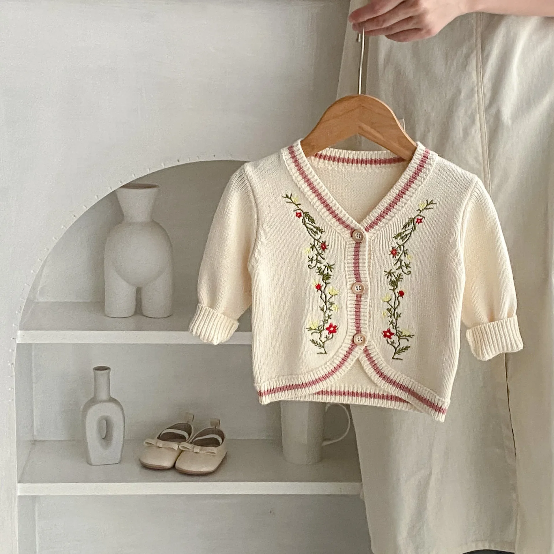 Girl Sweater Autumn New 2024 Baby Knitting Embroidery Long Sleeves Casual Simple Fashion Sweet Korean Active Vintage Princess