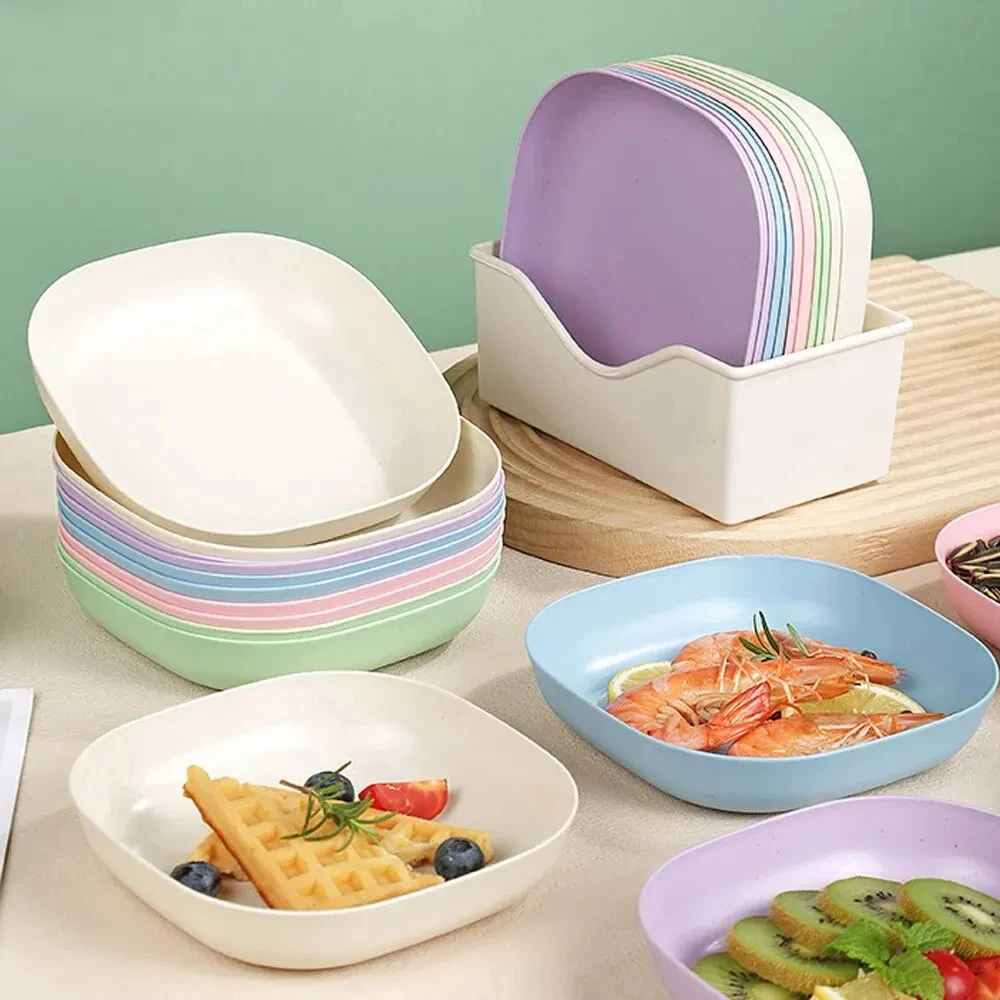 10Pcs Multi-function Spit Bone Dish Household Food Grade Plastic Spit Bone Dish Round Square Set Dining Table Garbage Plate