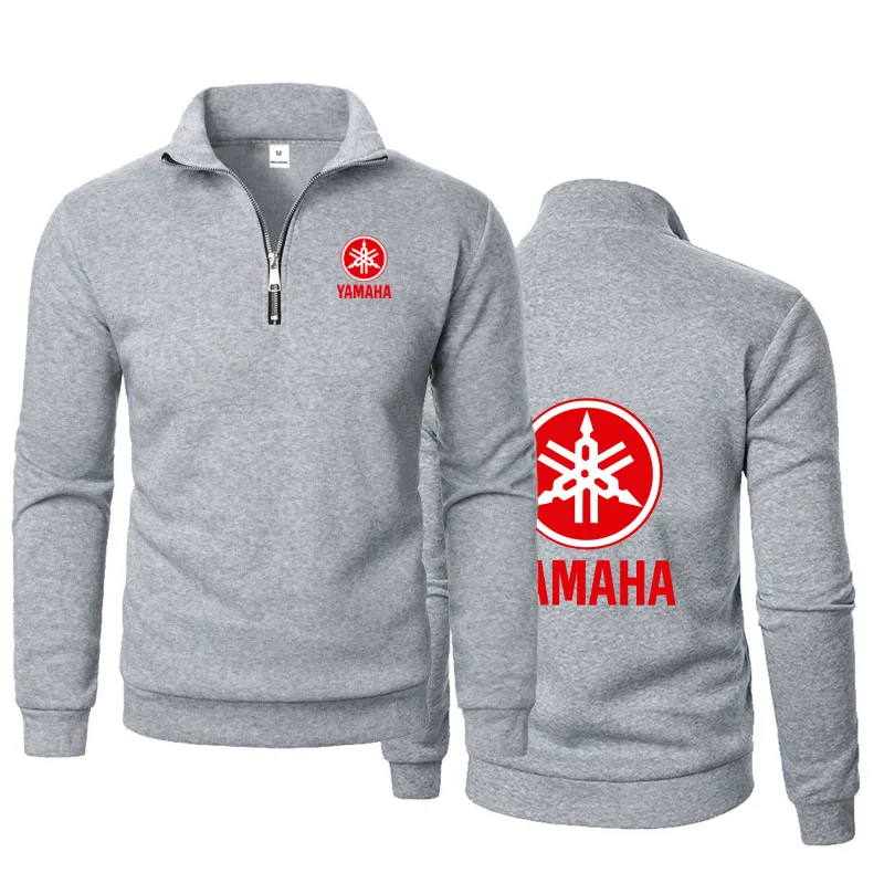 Yamaha Logo Motorcycle Jacket With Half-Zippered High-Neck Pullover Hoodie Thick And Warm Long-Sleeved T-shirt For Muscular Men