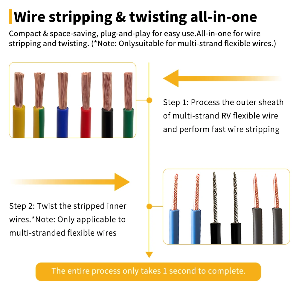 Electric Wire Stripping Twisting Machine Semi-Auto Multi-Strand RV Soft Cable 3-15mm Stripper Twister All-in-One