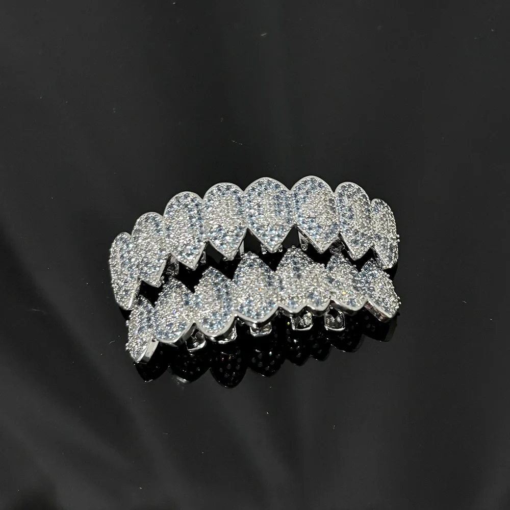 RACHELZ 8/8 أعلى أسفل 14 عدد تشيكوسلوفاكيا حجر الأسنان قبعات الهيب هوب لامعة الزركون الأسنان الشوايات النساء الرجال المجوهرات تأثيري الأسنان Grillz #4