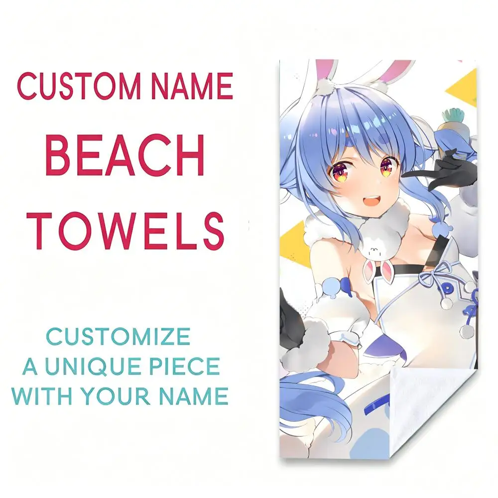 Vtuber U-Usada Pekora Towel Towel Beach Towel Oversized Quick Dry Towel Absorbent Soft Swim BeachTowels for Men Women