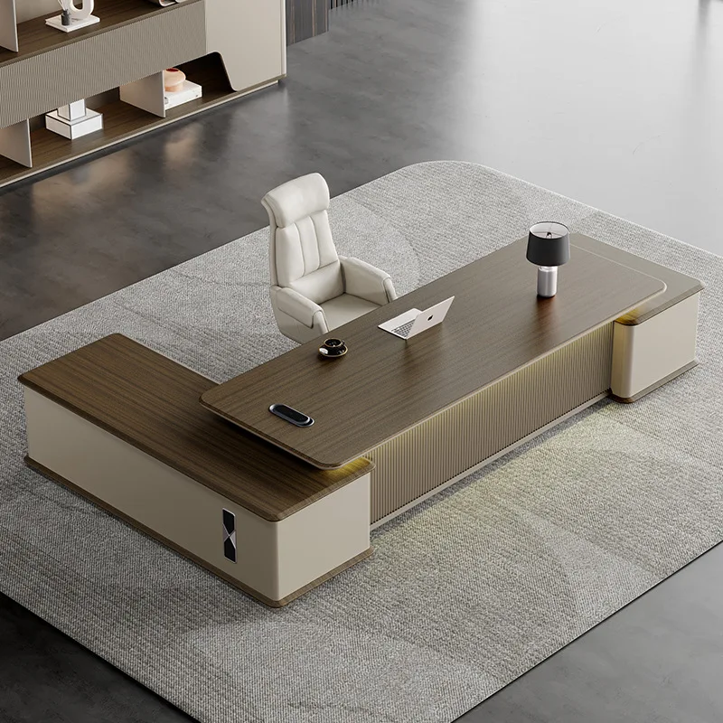 

Simple President Space Fashion Series Full Set of Painted Desk Table and Chair Combination Office Furniture Boss Table Table