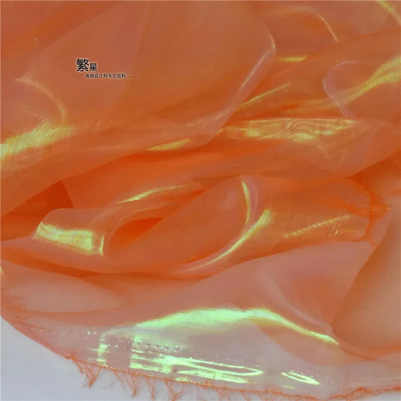 

Ткань из органзы для шитья своими руками, свадебное платье, детский сад, выпускной дизайн, одежда, ткани на метр, градиентная оранжевая ткань