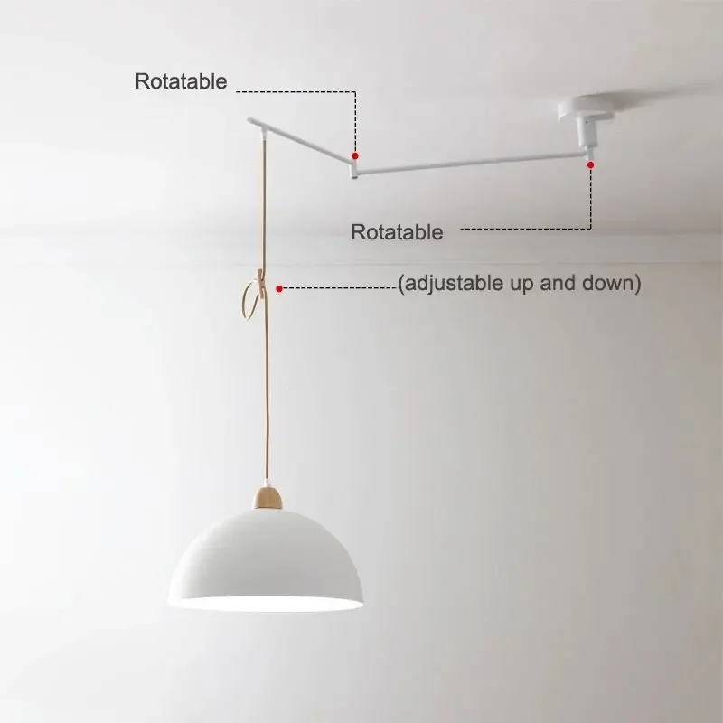 Nordic Portable Restaurant Pendent Light Modern Bauhaus Rocker Arm Telescopic Dining Table Kitchen Japanese Bedside Droplight