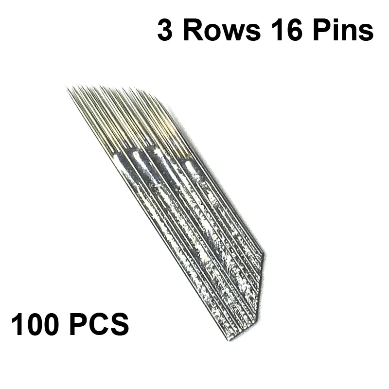 

100Pcs 3 Rows Line 16 Pin Permanent Makeup Eyebrow Needle Blades For Microblading Manual Pen Embroidery