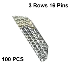 100Pcs 3 Rows Line 16 Pin Permanent Makeup Eyebrow Needle Blades For Microblading Manual Pen Embroidery