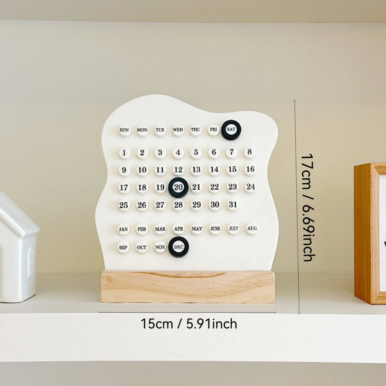 1pc Wood Perpetual Calendar Montessori Calendar Cute Desk Calendar Adjustable Week Month Date Display Calendar Home Office Desk