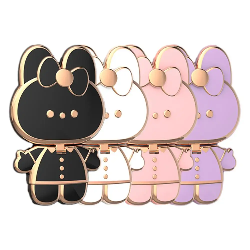 3D Cute Bunny Phone Stand Hidden Foldable Creative Finger Holder 3D Mirror Phone Holder Stand For Cell Phone Accessories