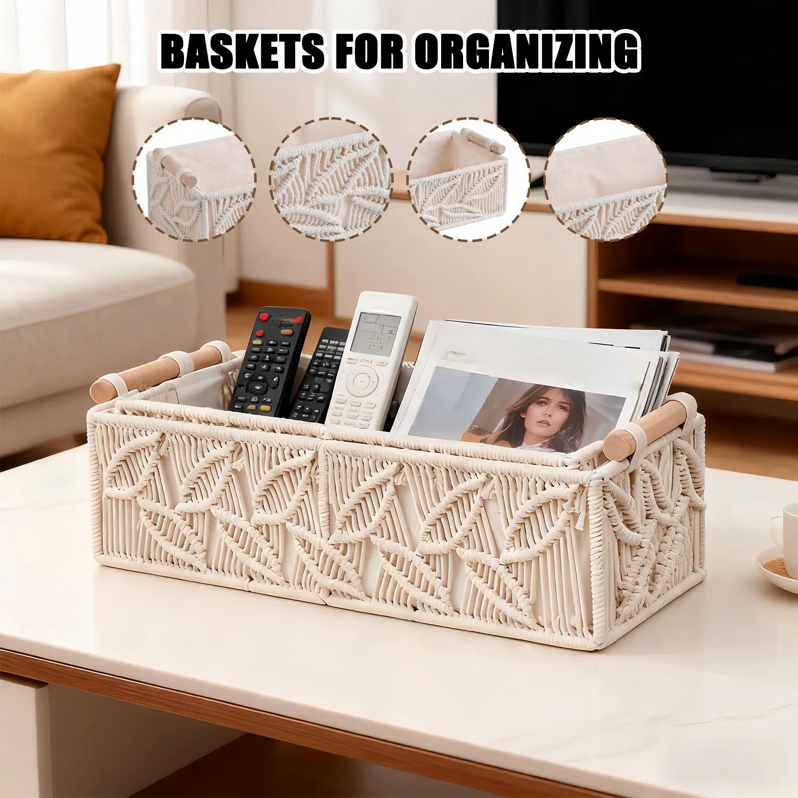 

Корзина для хранения в стиле бохо, декоративная организация ванной комнаты, декор в стиле бохо, корзины для организации ванной комнаты, детской квартиры, дома