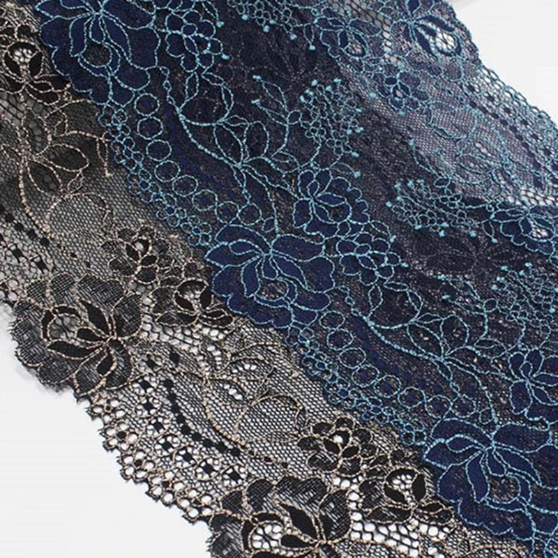 

50Yards Black Elastic Lace For Clothing Accessories Dress Sewing Applique Costume Lace Fabric 16cm Wide