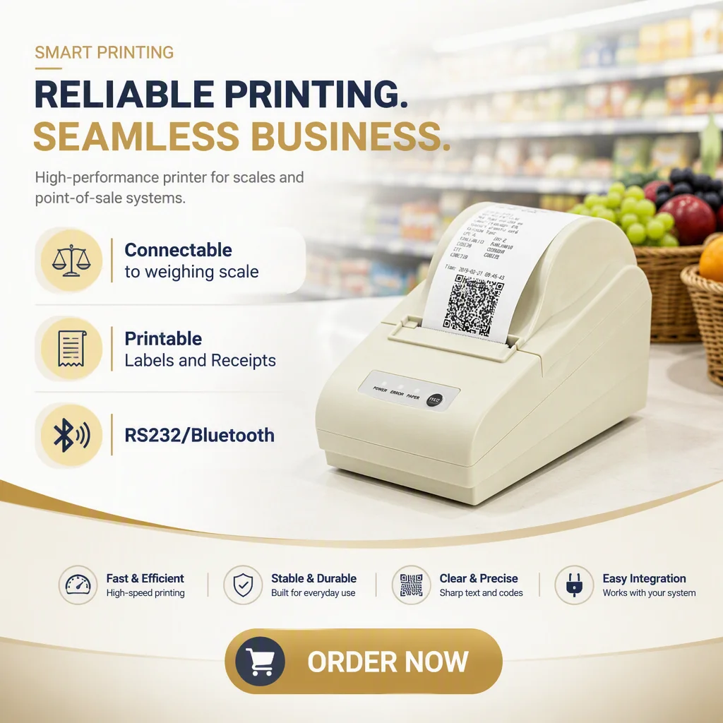 58mm Wireless Bluetooth Thermal Receipt&Label Printer Support Connection with Electronic Weighing Scale to Print Weighing Labels