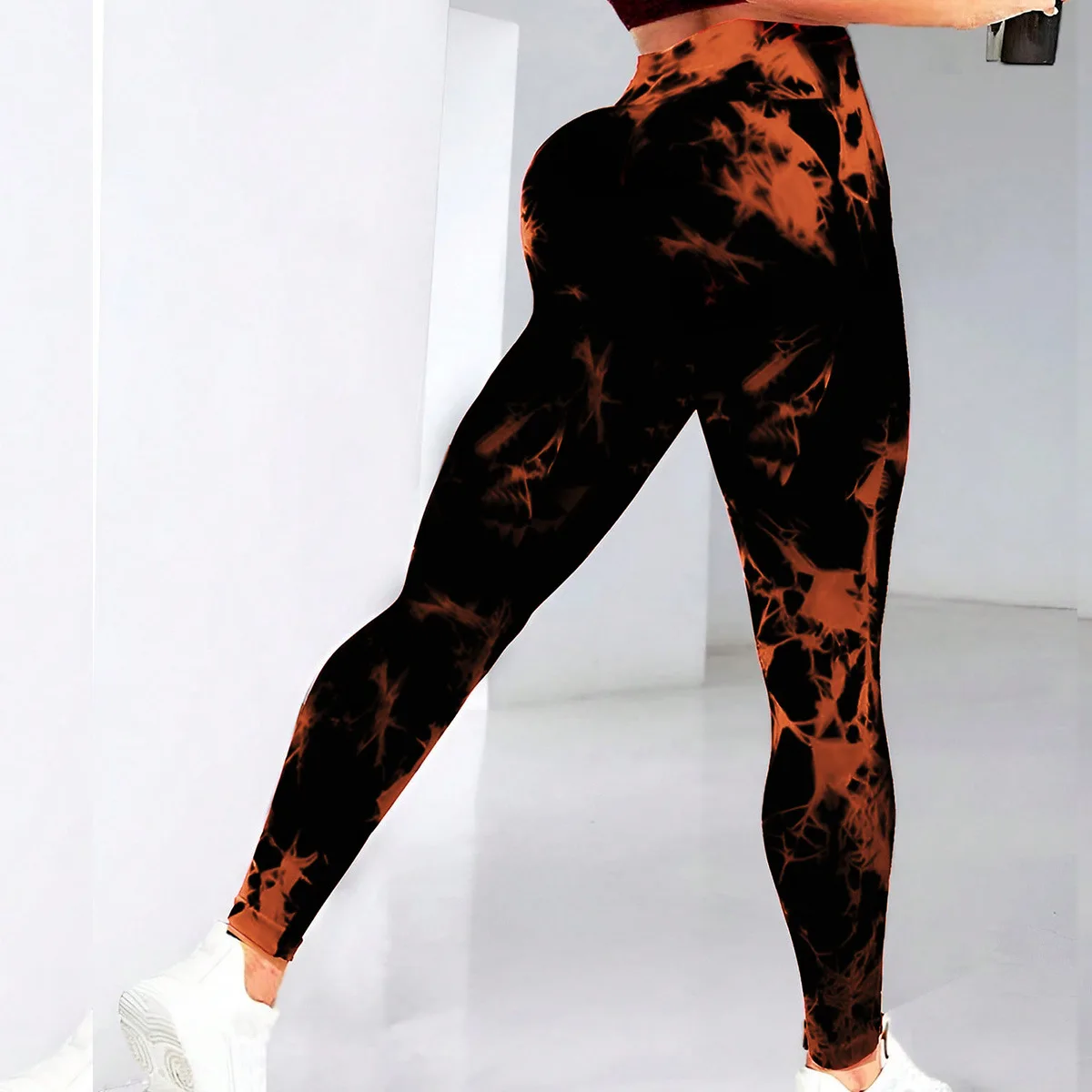 Tie Dye Seamless Leggings for Women High Waist Yoga Pants Scrunch Butt Lifting Elastic Tights