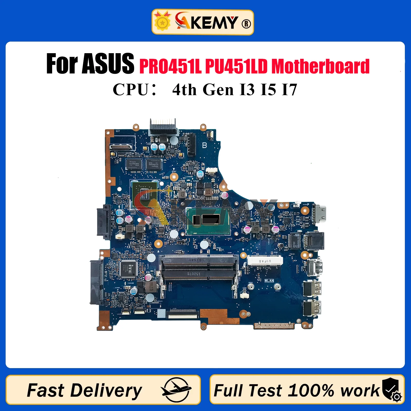 

PU451LD Laptop Motherboard For ASUS VivoBook PU451L PRO451L PU451LD Notebook Mainboard With I3 I5 I7 CPU 100% tests OK fast ship