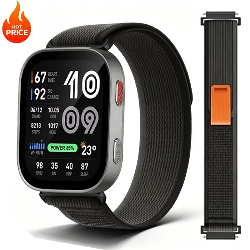 Sangle Trail Loop pour Amazfit Bip Max/Bip 6 5 3/Active 3 2/Balance 3 2/Ultra Sport Nylon pour Amazfit Cheetah 2 Pro/Ultra 47mm/GTR