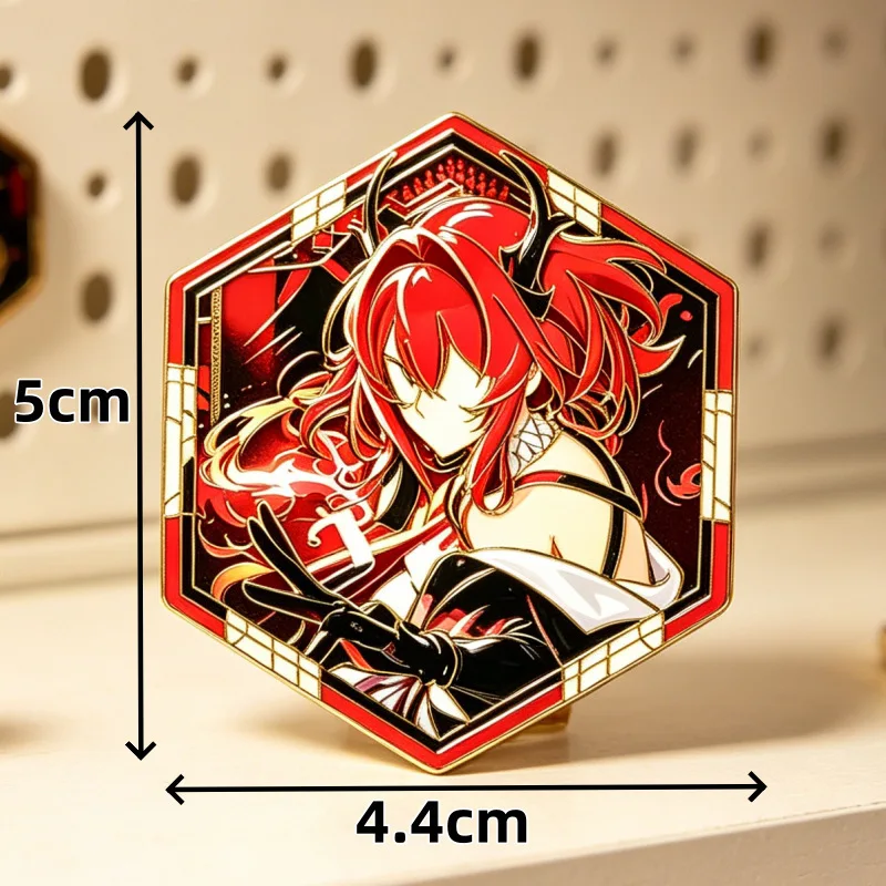 Arknights Endfield Laevatain Hexagon Enamel Pin Badge Fan Made Anime Game Cosplay Collectible