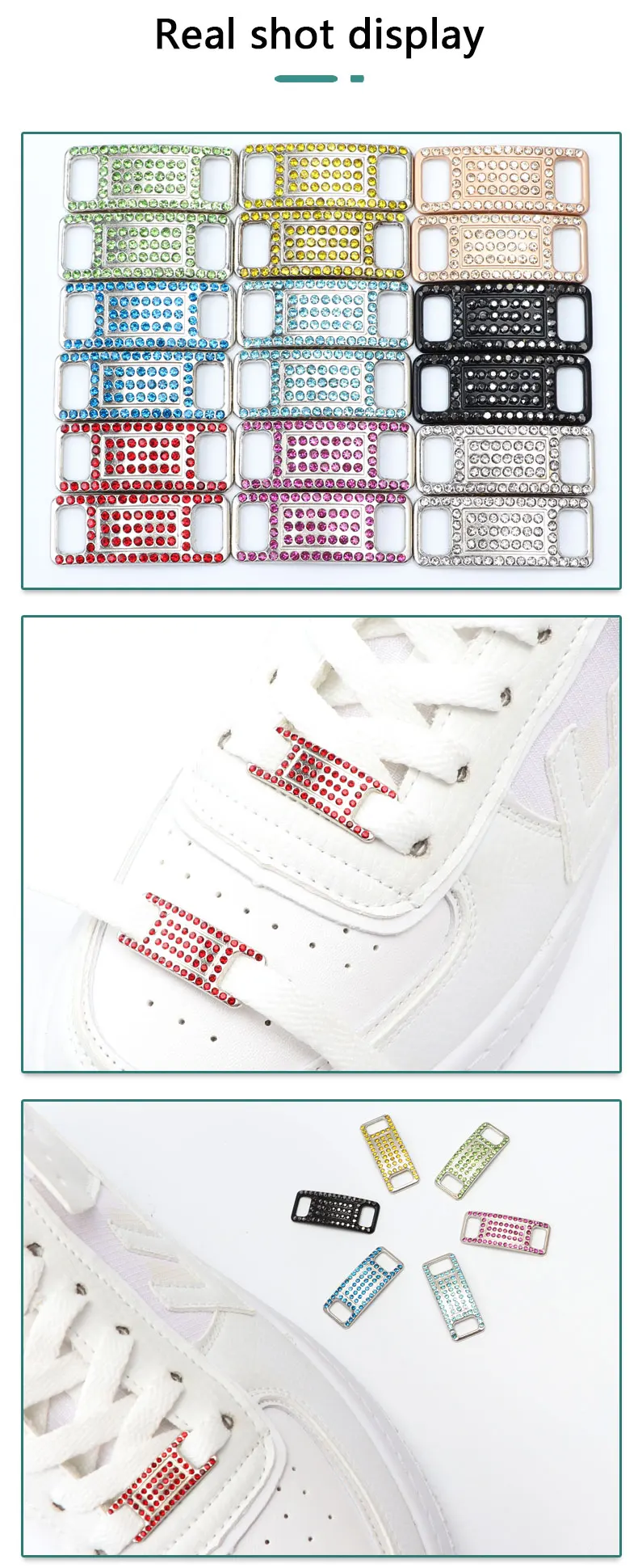 2 Stück bunte Strass-Schnürsenkel, Schuhdekoration, juwelenbesetzte Sneaker-Schuh-Charms, Geschenk für Mädchen, DIY-Schnürsenkel-Schnallen, Schuhzubehör – Detail 5