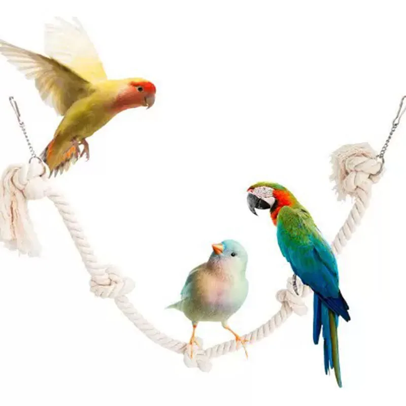 Natural Cotton Toy Pet Parrot Toy Bird Swing Exercise Climbing Standing Rope Toys Pet Parrot Macaw Hammock Bird Toy - view 2