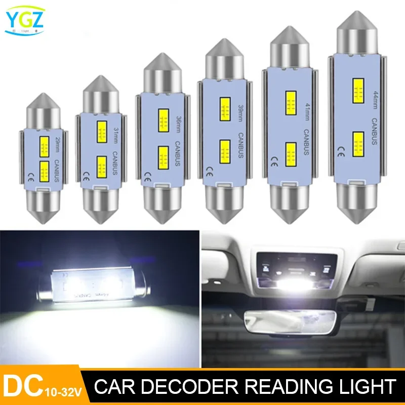 Car Decoding Reading Lamp Tail Light Double Tip 29/31/36/39/41/44mm 2055 2led For Atv Utv Ssv Parts