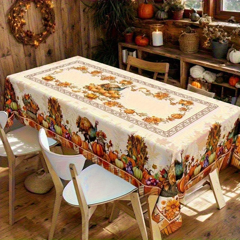 2D Printing 1 piece 59X59 inches / 150X150 centimeters Farm shed harvest tablecloth, with pumpkinszyc