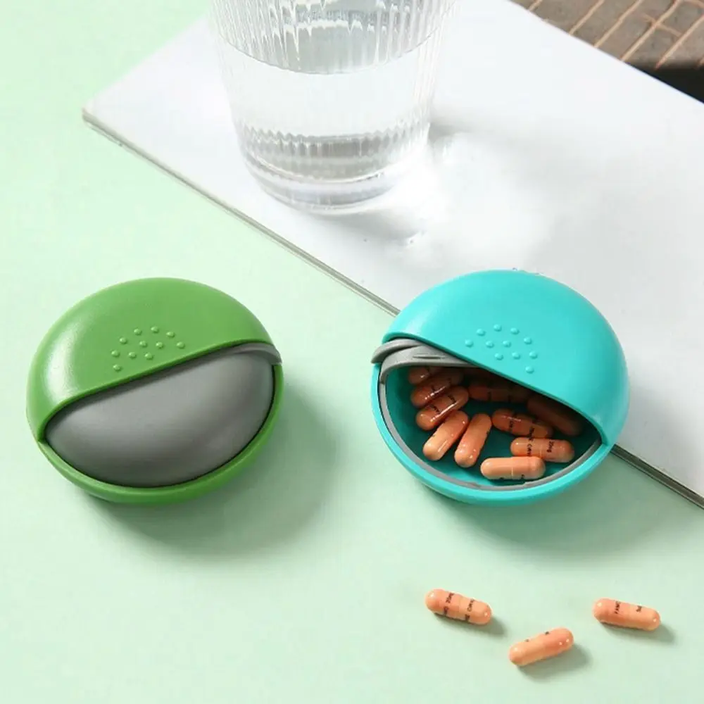 Creative Plastic Round Rotating Pill Box Mini Portable Single Pill Cases Sealed Pill Container Tablet