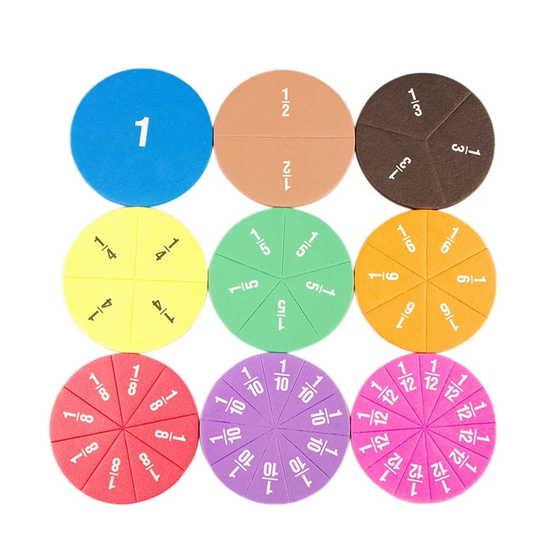 Jouets de comptage des fractions circulaires pour enfants, éducation mathématique précoce, opération mathématique, apprentissage, fuchsia