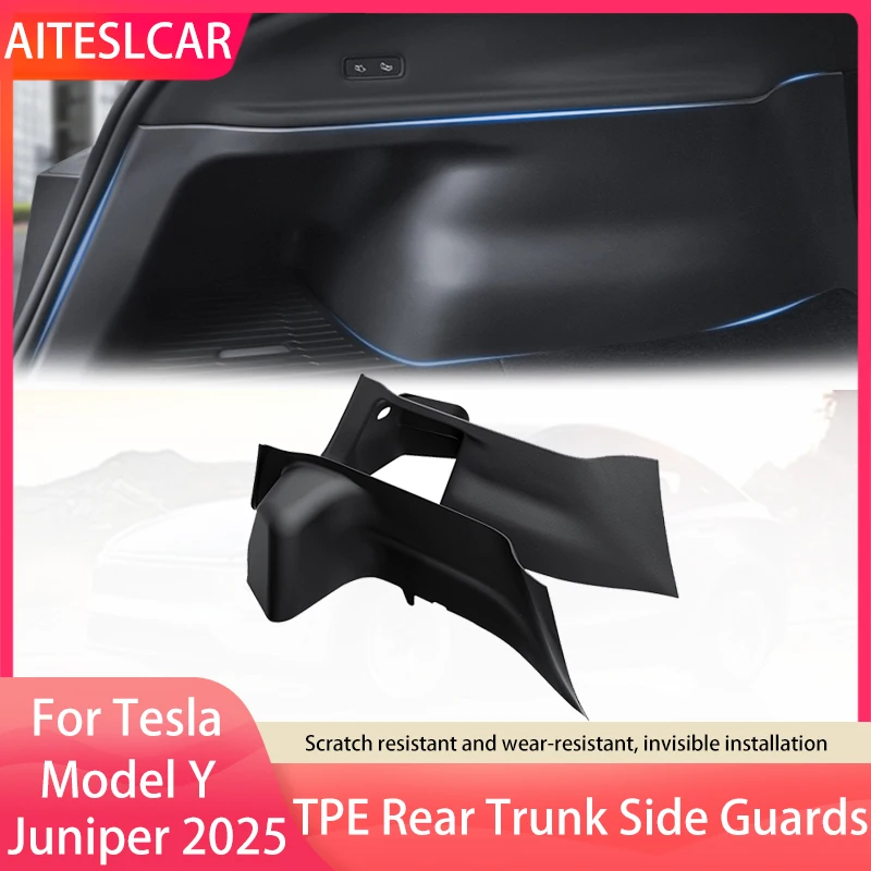 

For Tesla Model Y Juniper 2025+ Rear Trunk Side Guards TPE Full Cover Fluff Surface Corner Protection Pads Interior Protector