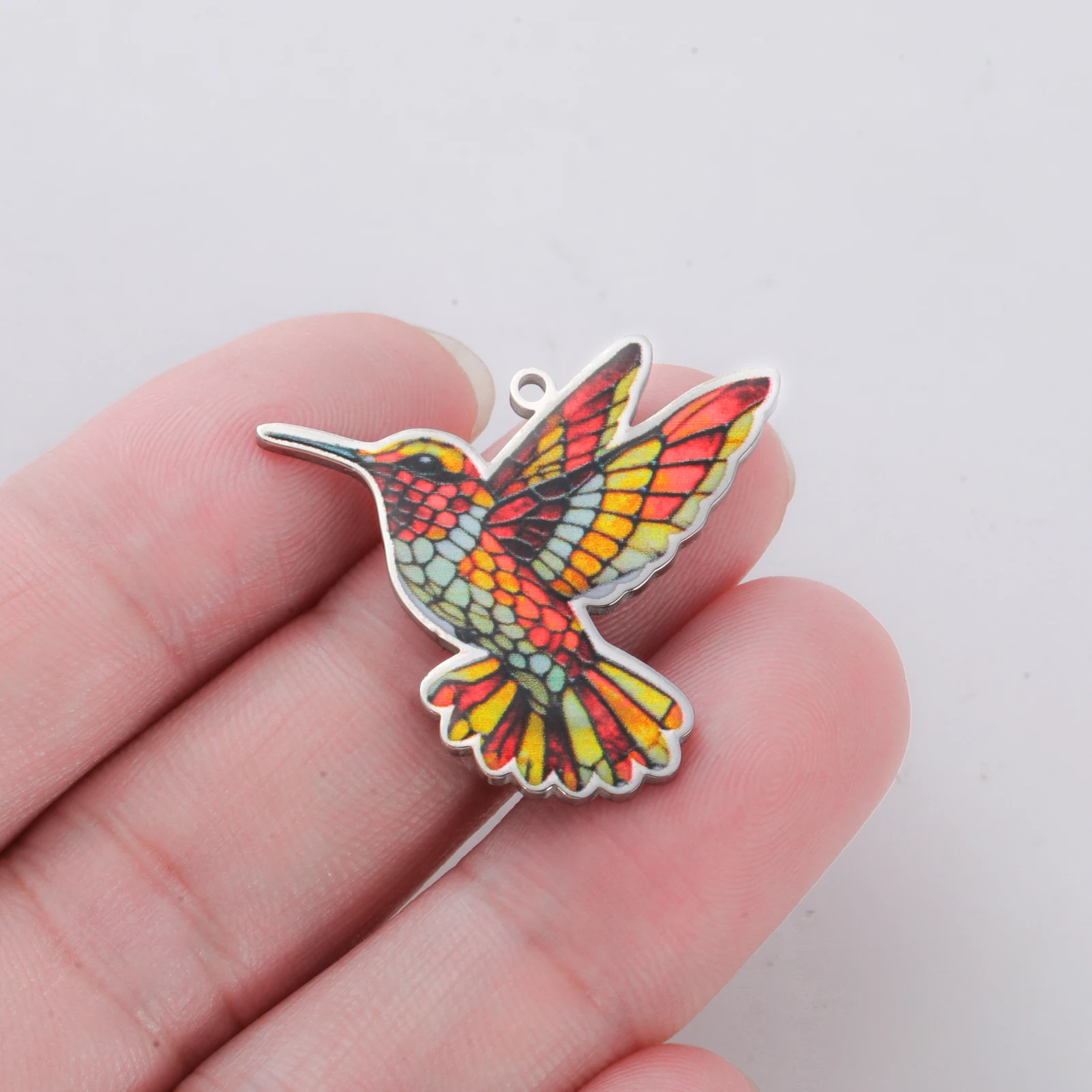 1 Stück Bunte Kolibri-Anhänger aus Edelstahl für DIY-Halsketten, Ohrringe, Schlüsselanhänger, Vogel-Tier-Accessoires, Großhandel – Detail 8