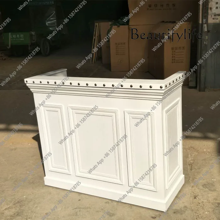 HN Vintage checkout page Clothing shop Bar barber shop American style old solid wood reception desk