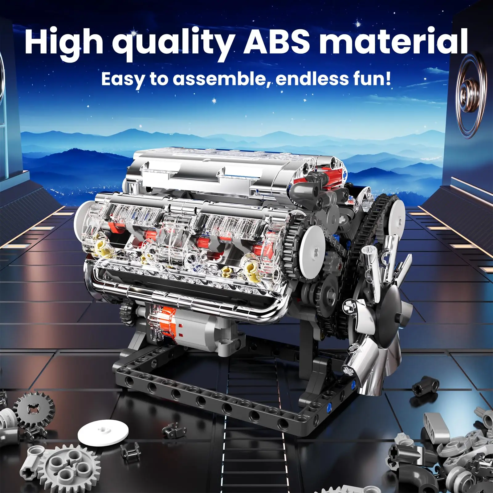 

MK V8 Engine Model Kit | STEM Building Blocks Toy That Works | DIY Assembly Project for Adults & Teens 14+ | 535 Pcs Gift Idea