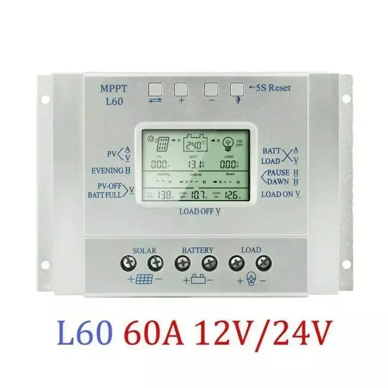 20/30/40 12V/24V LCD MPPT Solar Panel Regulator Charge Controller 3 Timer Solar Panel Stabilizer 16*9.5*5cm Measurement Inspecti