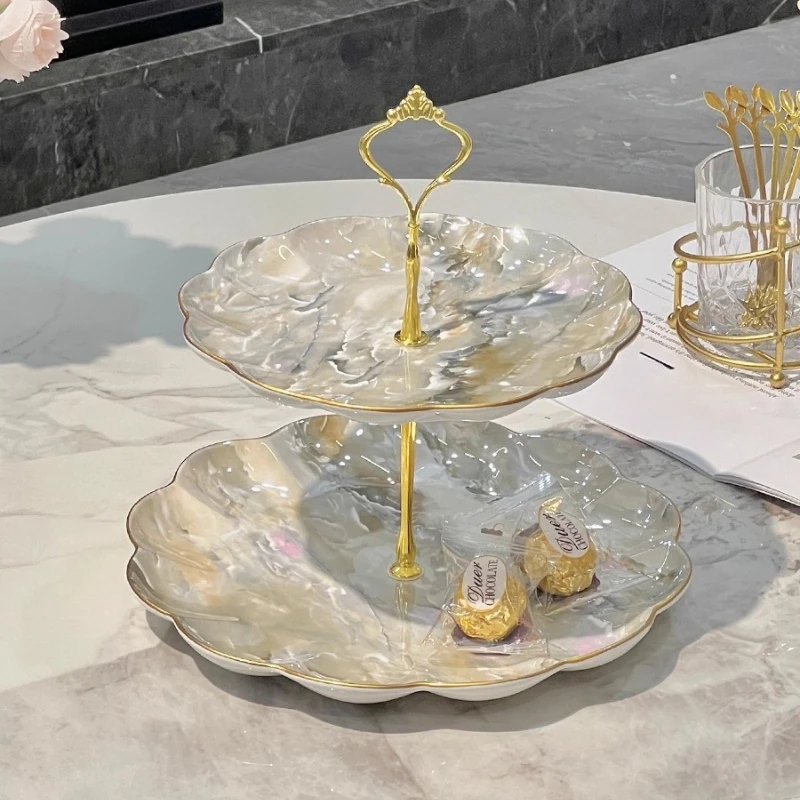 

Ceramic Fruit Plate Living Room Coffee Table Household Dried Fruit Candy Fruit Plate Cake Rack Dessert Table Dim Sum Plate