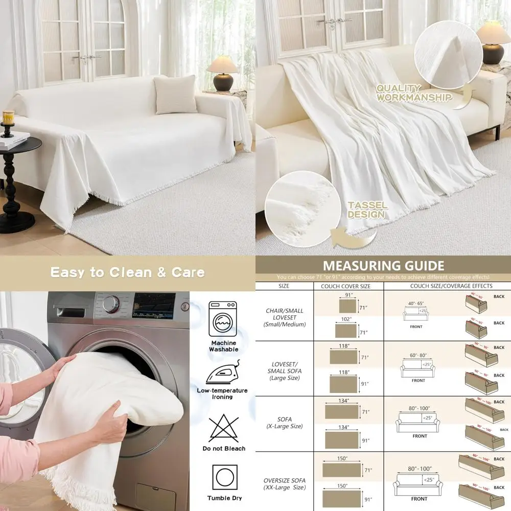 

Pet-Friendly Oversized Sofa Cover for 3-Cushion L-Shaped Sectional Couch, Non-Slip Furniture Protector for Kids and Dogs