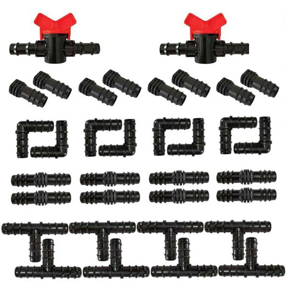 For 1/2 Inch 16mm Tubing Garden Watering Hose Connect 34Pcs 1/2" Drip Irrigation Fittings Kit Straight Tee Elbow Plug