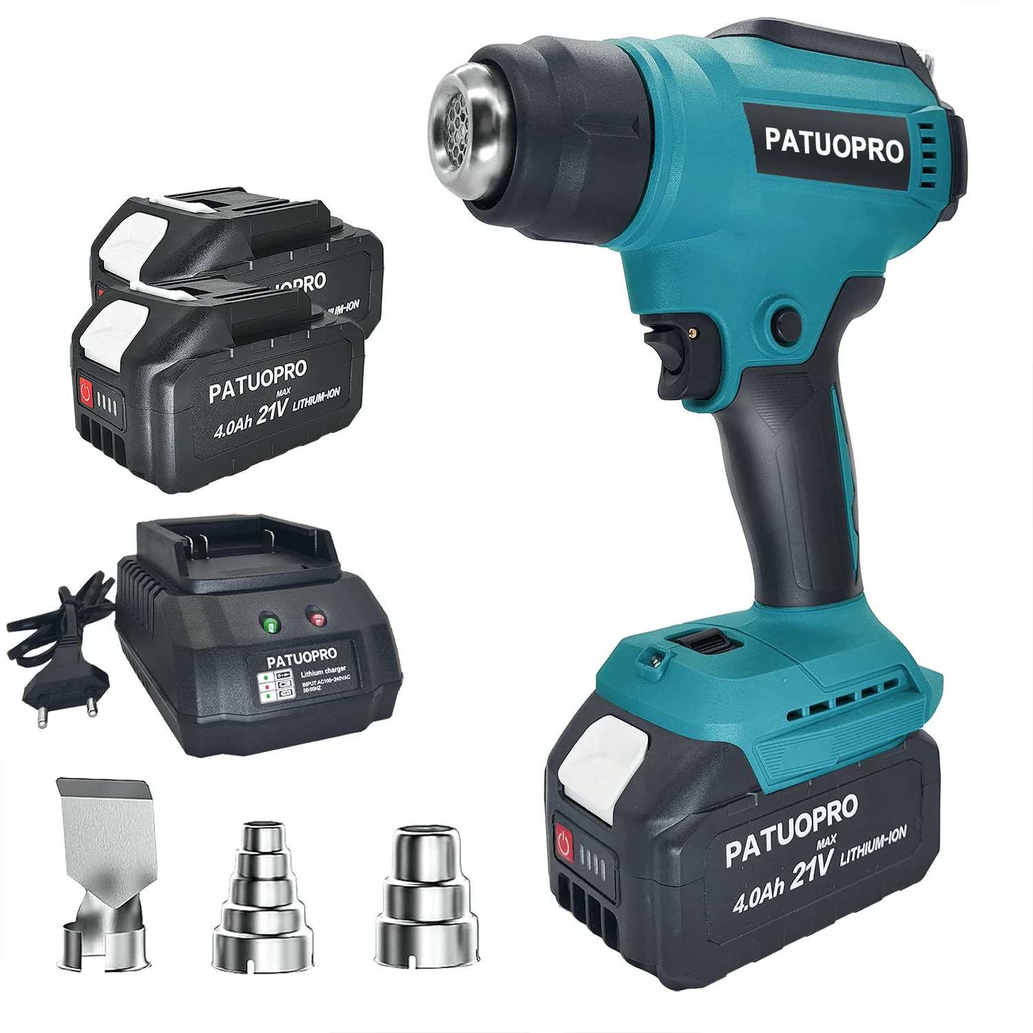 Cordless Hot Air Gun Pistola Térmica Recarregável Temperatura Digital Ajustar com Bateria e Carregador