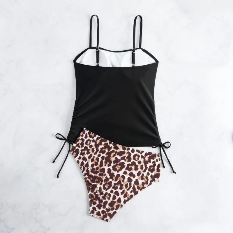 2025 المطبوعة Tankini مجموعة قطعتين ملابس السباحة النساء الرباط ملابس السباحة الإناث و طويلة الركبة السراويل الاستحمام لباس سباحة