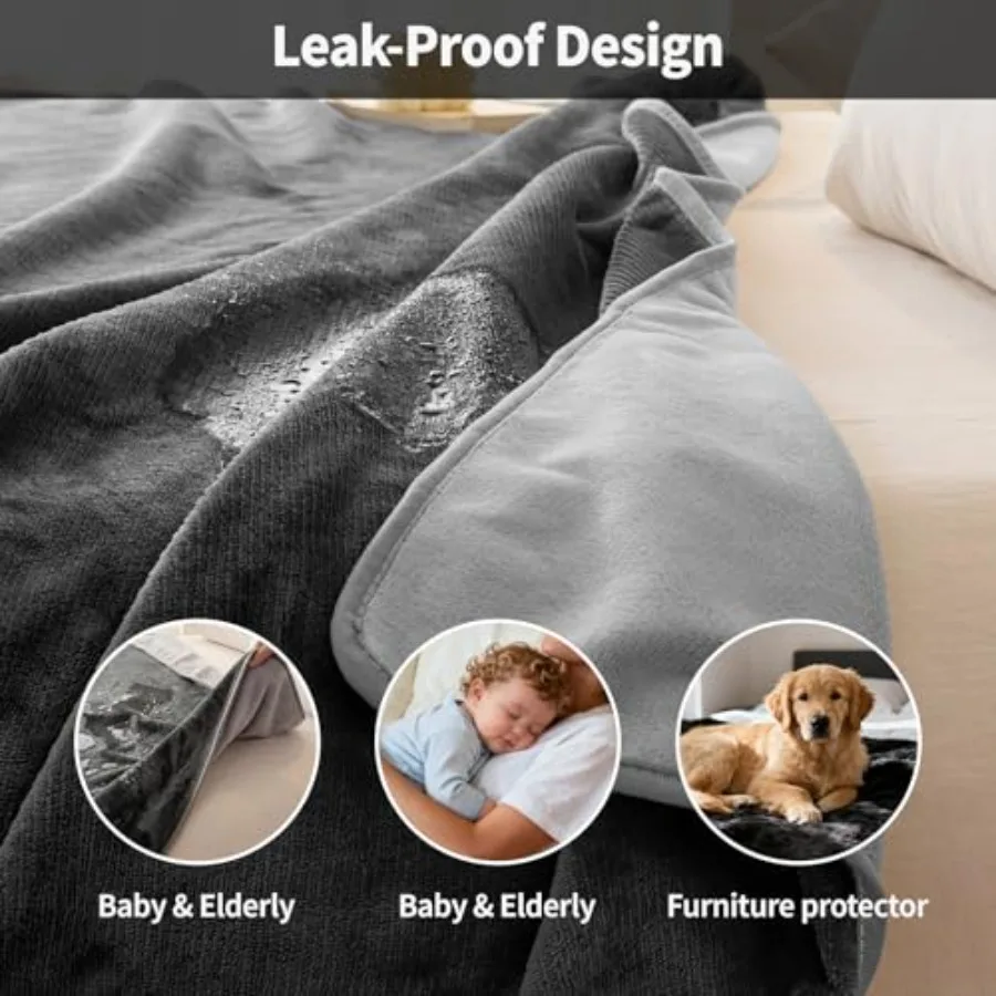 Waterproof Blanket for Bed Intimacy, Reversible and Leakproof Throw Blanket for Adults, Soft Flannel Bed Blanket for Couch, Pet view 6