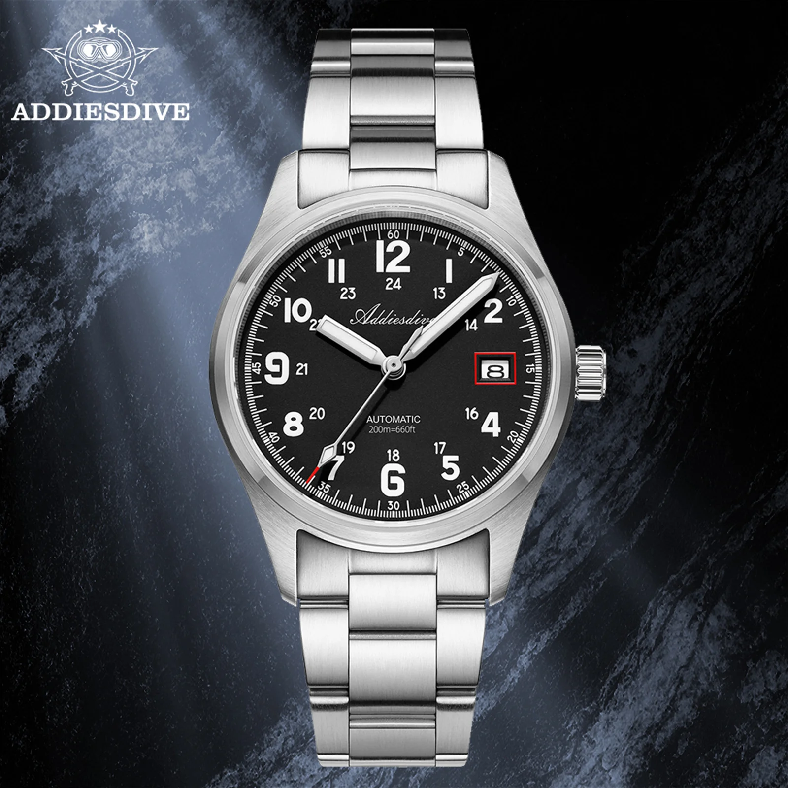 ADDIESDIVE 39mm New Automatic Watch NH35 Mechanical Luxury Sapphire 200m Waterproof Stainless Steel Business Watch Man AD2070