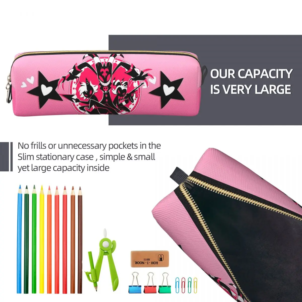 الإبداعية لونا أنيمي مقلمة Helluva Boss Merch صندوق القلم أكياس أطفال سعة كبيرة الطلاب الهدايا المدرسية pencelcases