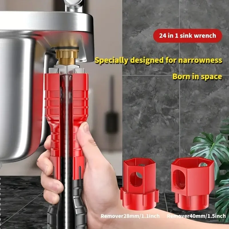 Imagem -03 - Multifuncional Faucet e Pia Ferramenta Instalador Torneira Chave Encanamento Ferramenta Chave de Tubulação de Água para Cozinha Banheiro 24 18 8