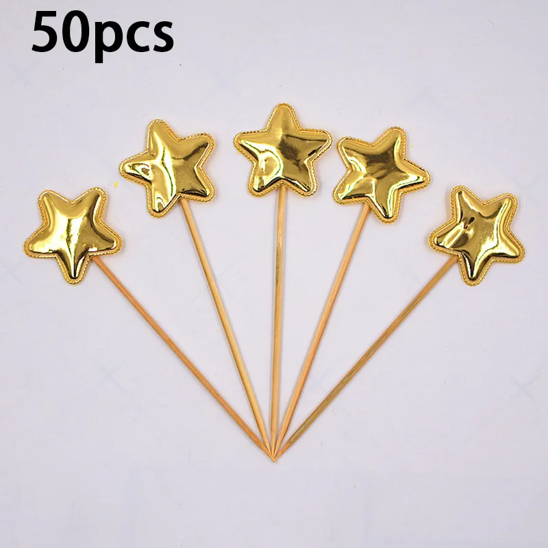 50 Stück Einweg-Bambusstäbchen für Geburtstagskuchen, Dekoration, Party, Hochzeit, Dekorationen, Tisch, Gemüse und Obststäbchen – Detail 7