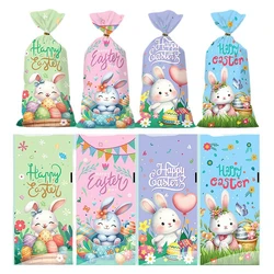 50pcs Easter Cute Rabbit Gift Bags Candy Cookie Dessert Packaging Bag Kids Favors Happy Easter Party Decoration Supplies 2025